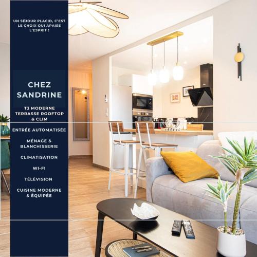 Istres Apartment | Chez Sandrine T3 moderne, terrasse rooftop & clim