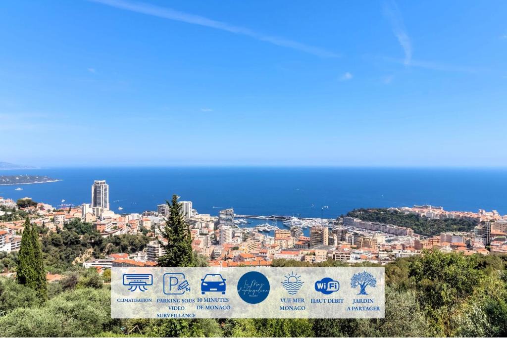 Beausoleil Apartment | Le Mas d'Angeline-Vue mer panoramique, jardin partagé, parking, voiture indispensable, route étroite et pentue, à 10 min de Monaco