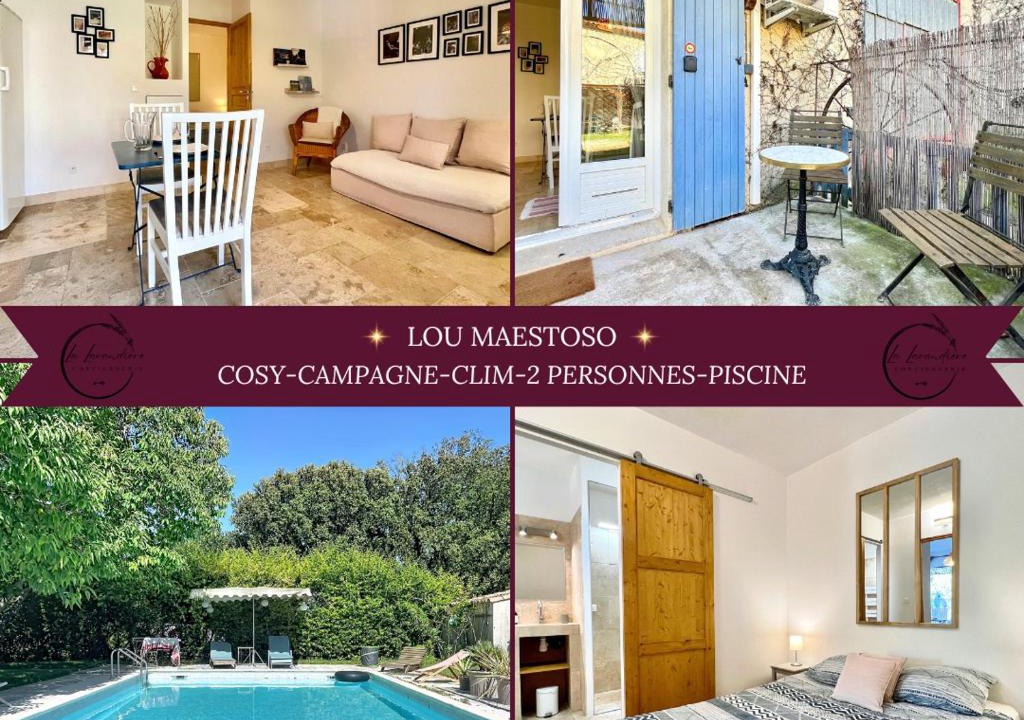 Lancon-Provence Apartment | Lou Maestoso - Cosy, Campagne, CLIM, 2 personnes