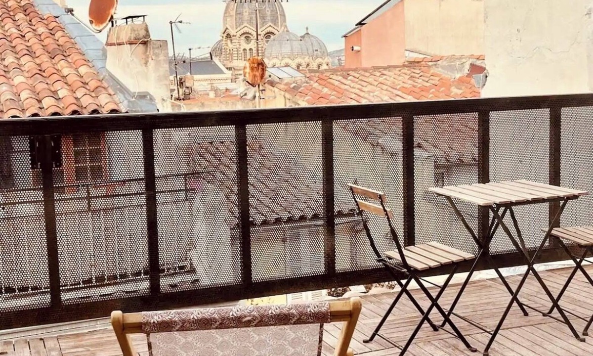 Quartier du Panier Apartment | Panier Duplex — Terrace with Panoramic View of the Sea and the Rooftops of Marseille