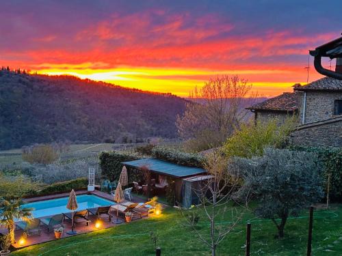 Lamole Apartment | Romantic Tuscan Barn with Pool Views Private Terrace Sleeps 2 to 6, Lamole Greve in Chianti