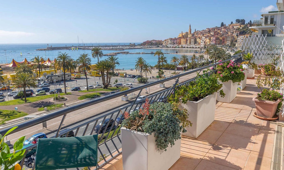 Menton Apartment | Stunning 2BR Top-Floor Apt with A/C, Sea View Terrace, Near Beach & Center