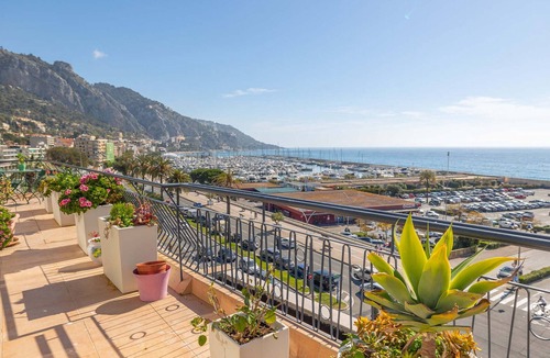 Menton Apartment | Stunning 2BR Top-Floor Apt with A/C, Sea View Terrace, Near Beach & Center