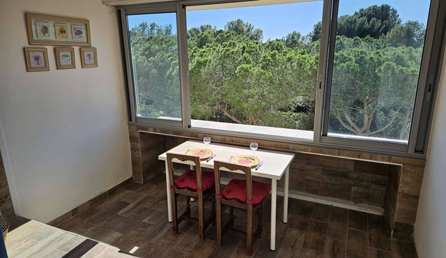Air conditioning, fibre connection, in the heart of Les Sablettes, all on foot.