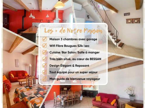 Bessan Maison Harmonia 3 ch 6 p garage patio wifi