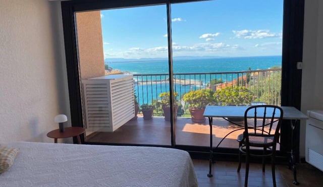 Collioure large apartment terrace swimming pool garage air-conditioning exceptional view.