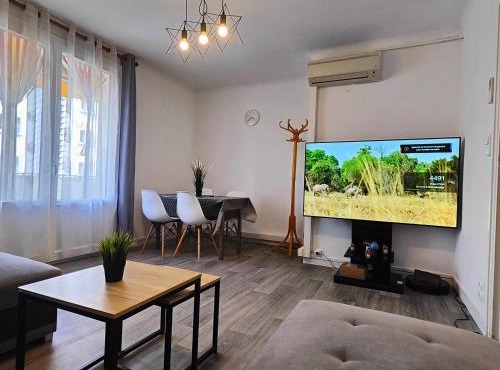 Grand F3 lumineux 55 m proche centre, plages, balcon, clim