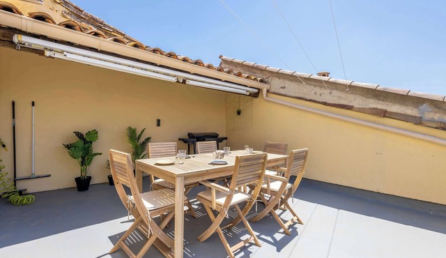 House with beautiful rooftop terrace between sea, canal and village