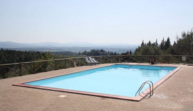 Restored farmhouse in heart of chianti with swimming pool and tennis court.