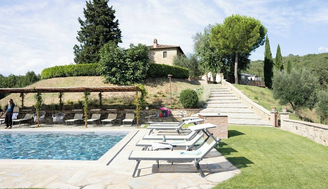 Stone villa overlooking Panicale vineyards