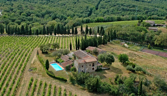 Traumblick in die Toskana vom Ferienhaus mit Pool auf Hügel zw. Siena u. Florenz