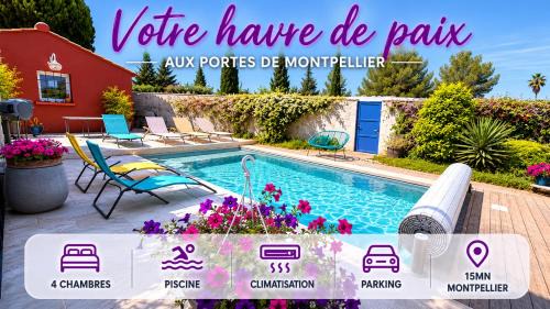 Villa Familiale, Montpellier, Piscine, Parking, 15min Plages