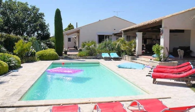 Villa seen from the Chateau - Margon France with private pool